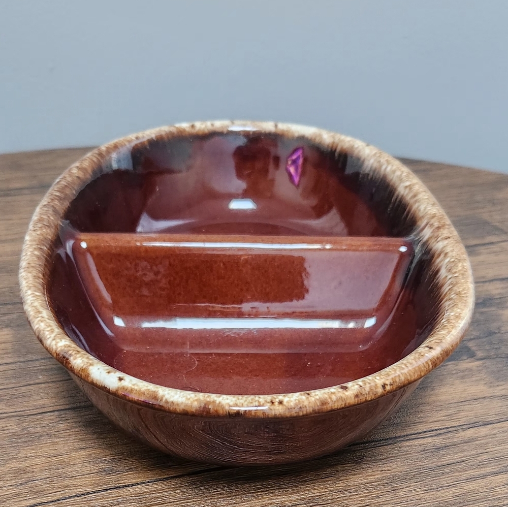 Vintage Hull Brown drip  Divided serving dish